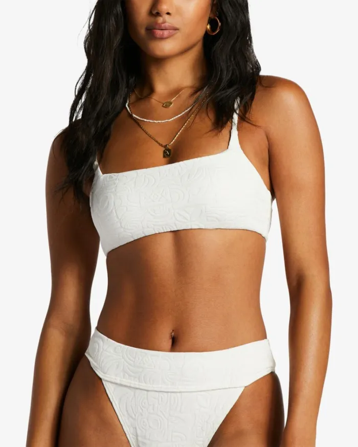 Sun Trip Tiki Zoe Crop Bikini Top Salt Crystal Women Billabong Bikinis