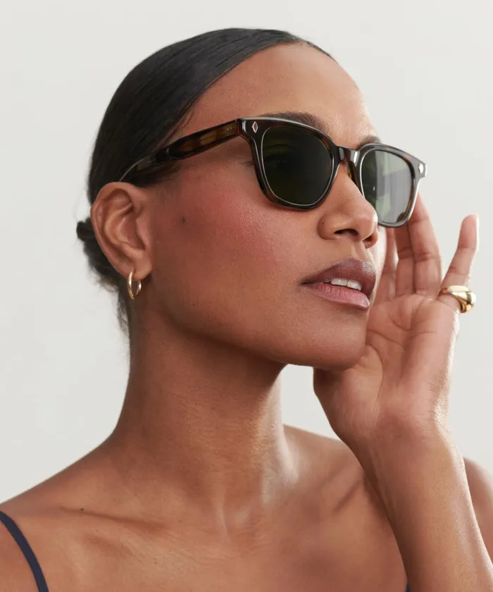 Sunglasses Women Jenni Kayne Broadway Sunglasses Spotted Brown Shellpure Green