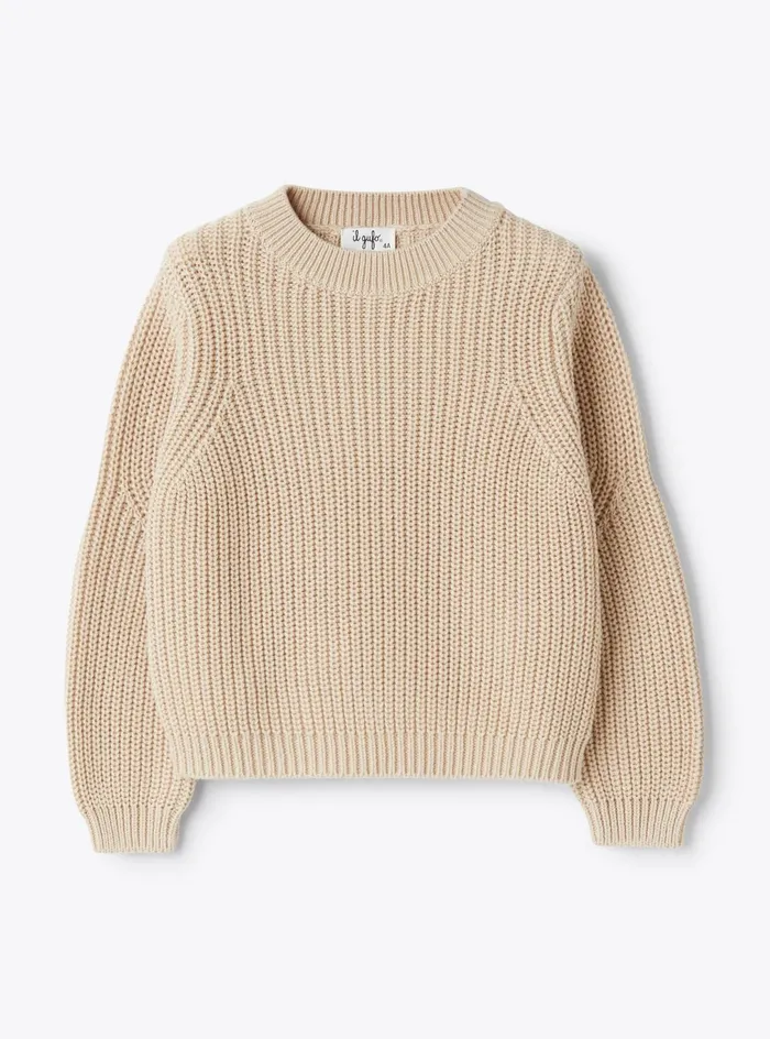 Sweaters And Cardigans Girl 216 Il Gufo English Rib Cotton Sweater