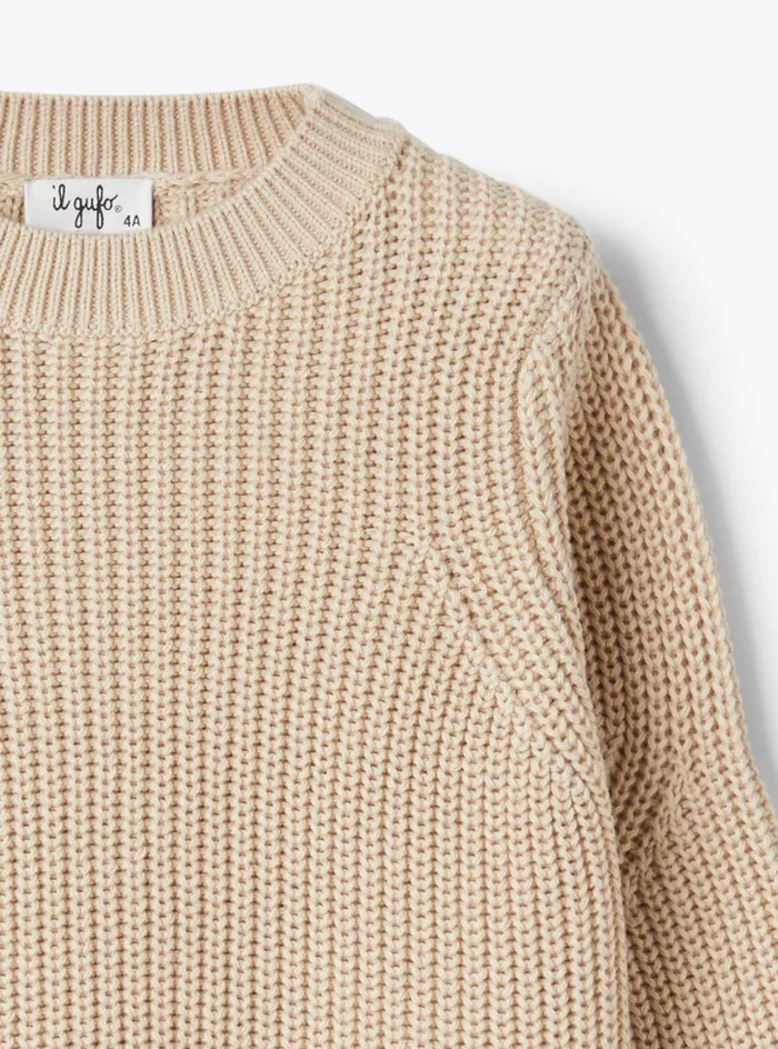 Sweaters And Cardigans Girl 216 Il Gufo English Rib Cotton Sweater