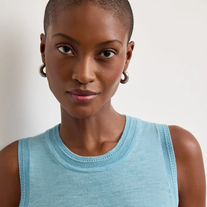 Sweaters The Jamie Pointelle Tank 8211 Light Merino Morning Sky 8211 M M LaFleur Women