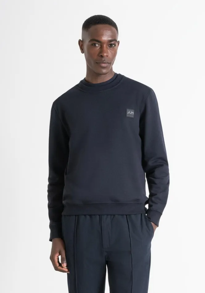 Sweatshirts Men Antony Morato Regular Fit Sweatshirt In Sustainable Blue Cotton Blend Fabric With Logo Blue Ink Sweatshirts Men Antony Morato Regular Fit Sweatshirt In Sustainable Blue Cotton Blend Fabric With Logo Blue Ink