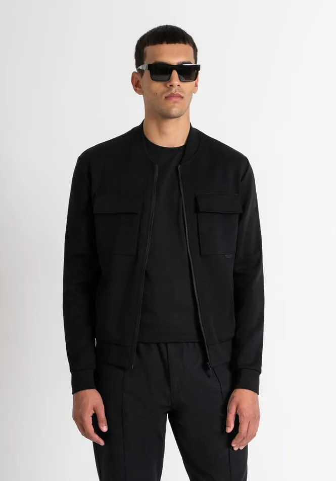 Sweatshirts Men Antony Morato Slim Fit Sweatshirt With Zip And Pockets In Black Cotton Blend With Logo Black Sweatshirts Men Antony Morato Slim Fit Sweatshirt With Zip And Pockets In Black Cotton Blend With Logo Black