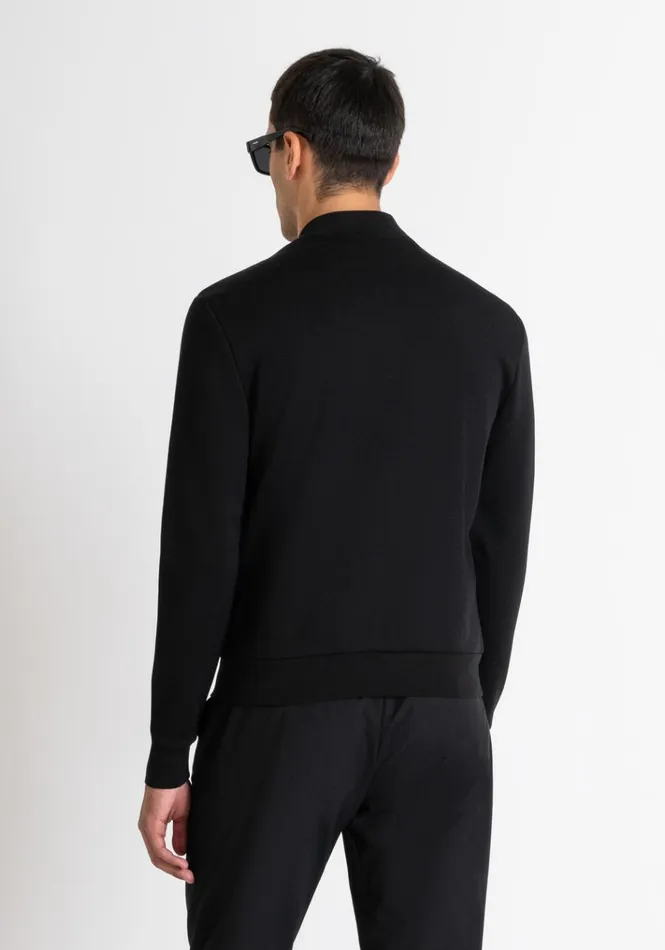 Sweatshirts Men Antony Morato Slim Fit Sweatshirt With Zip And Pockets In Black Cotton Blend With Logo Black