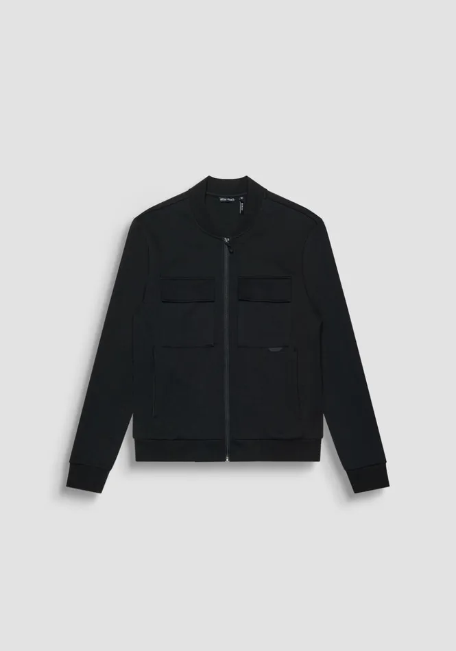 Sweatshirts Men Antony Morato Slim Fit Sweatshirt With Zip And Pockets In Black Cotton Blend With Logo Black