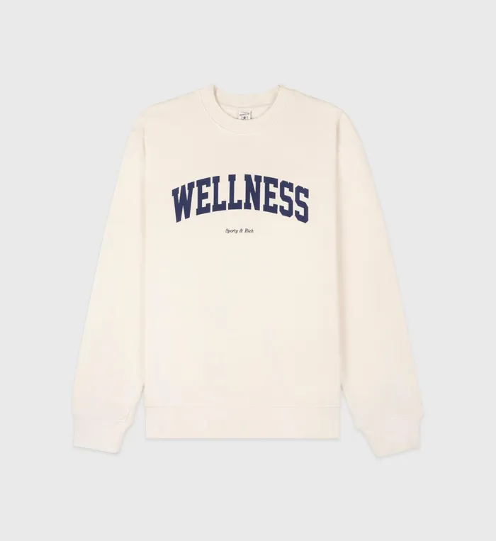 Sweatshirts Men Sporty and Rich Wellness Ivy Crewneck 8211 CreamNavy