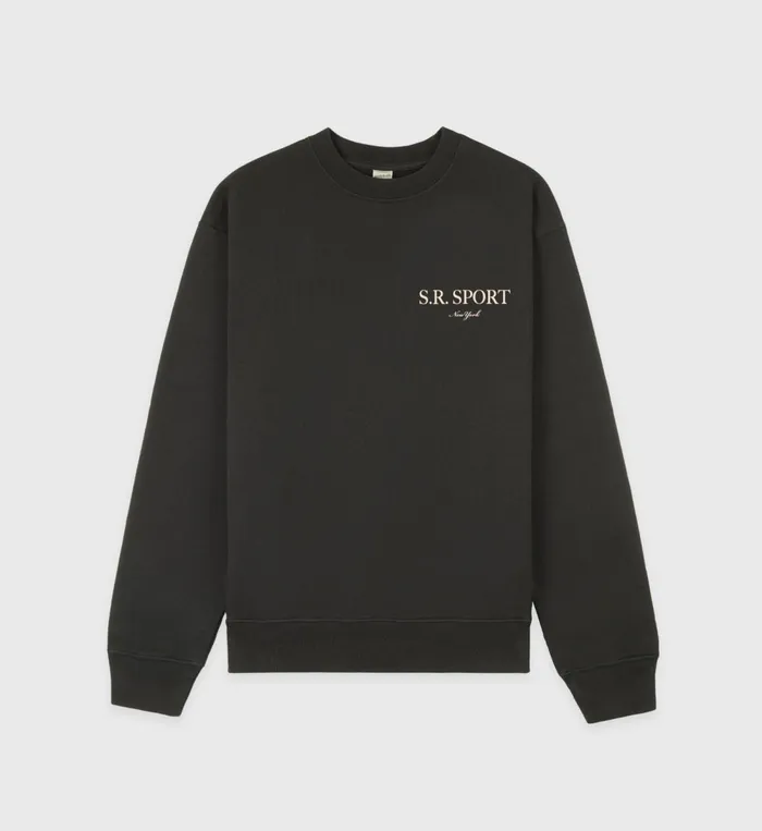 Sweatshirts Men Sporty and Rich Wimbledon Crewneck 8211 Faded BlackCream