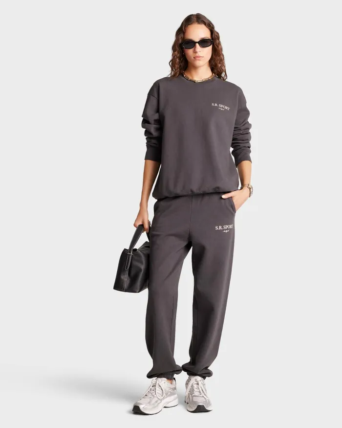 Sweatshirts Men Sporty and Rich Wimbledon Crewneck 8211 Faded BlackCream