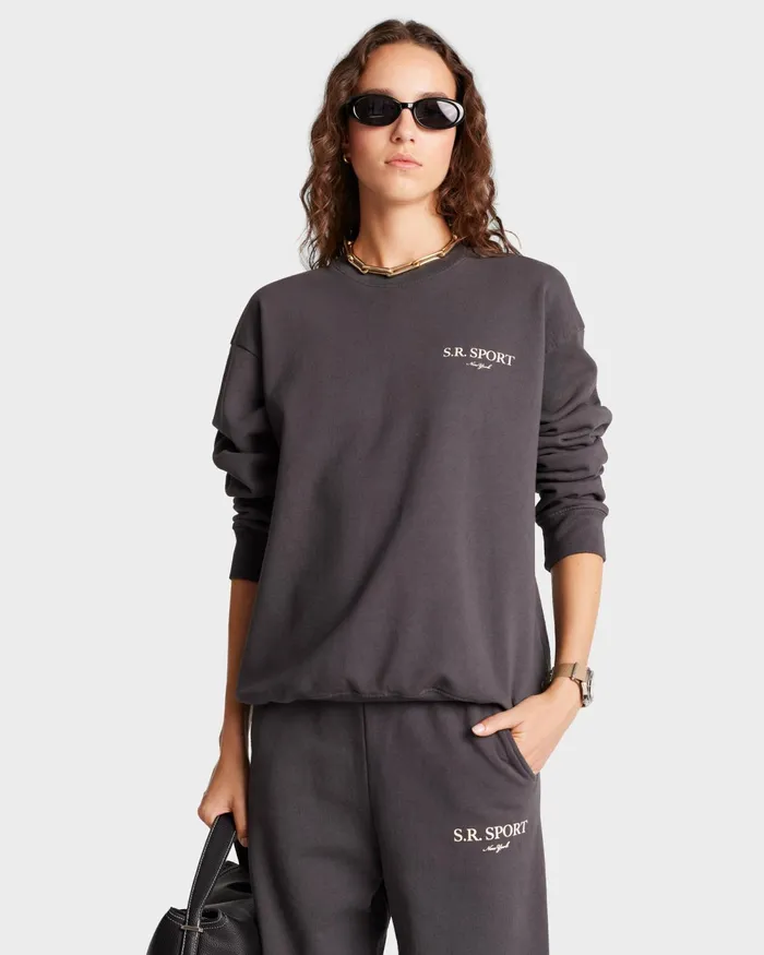 Sweatshirts Men Sporty and Rich Wimbledon Crewneck 8211 Faded BlackCream