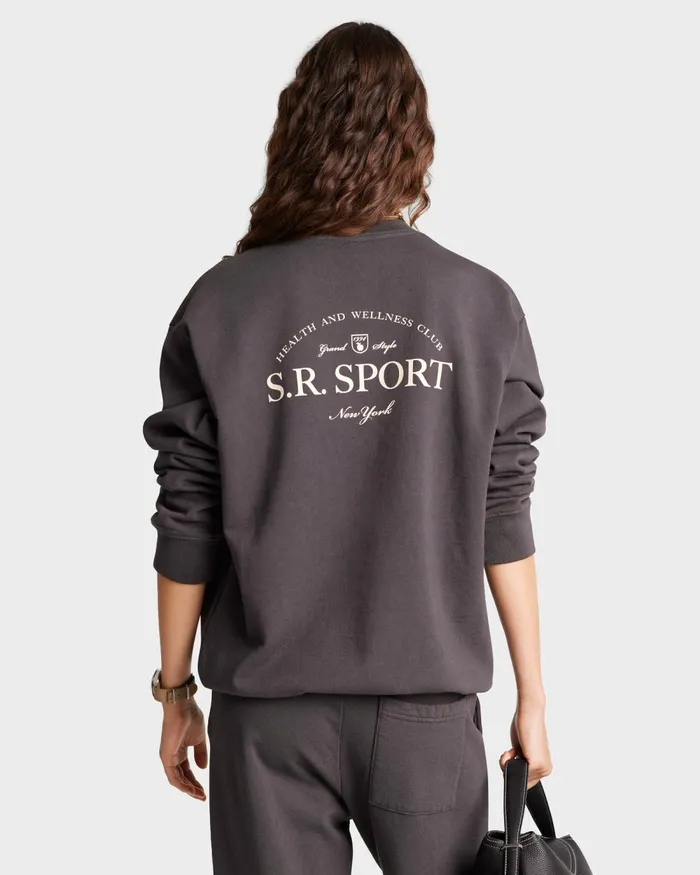 Sweatshirts Men Sporty and Rich Wimbledon Crewneck 8211 Faded BlackCream