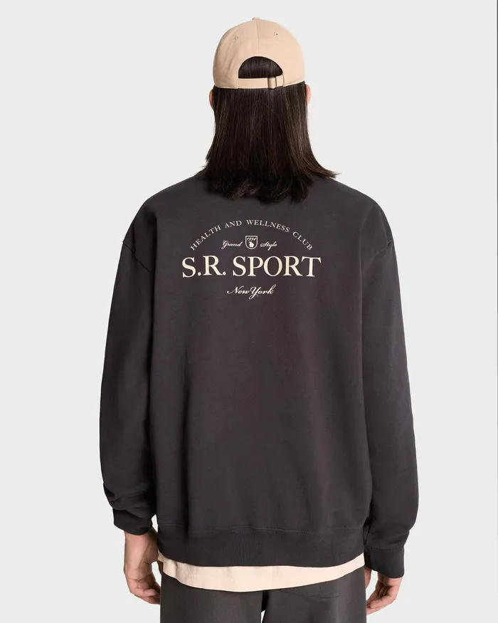 Sweatshirts Men Sporty and Rich Wimbledon Crewneck 8211 Faded BlackCream