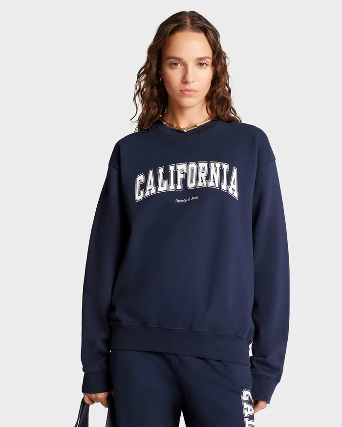 Sweatshirts Women Sporty and Rich California Crewneck 8211 NavyWhite