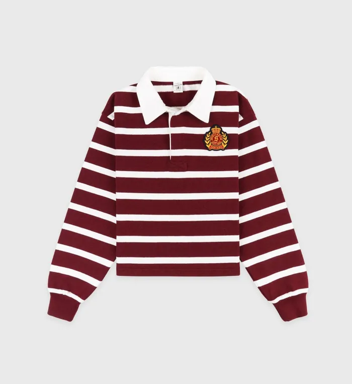 Sweatshirts Women Sporty and Rich NY Crest Rugby Polo 8211 MerlotWhite