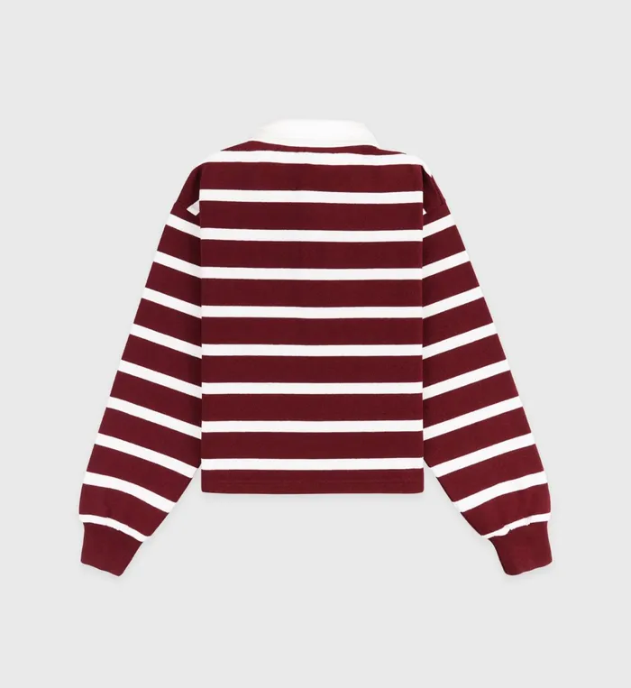 Sweatshirts Women Sporty and Rich NY Crest Rugby Polo 8211 MerlotWhite