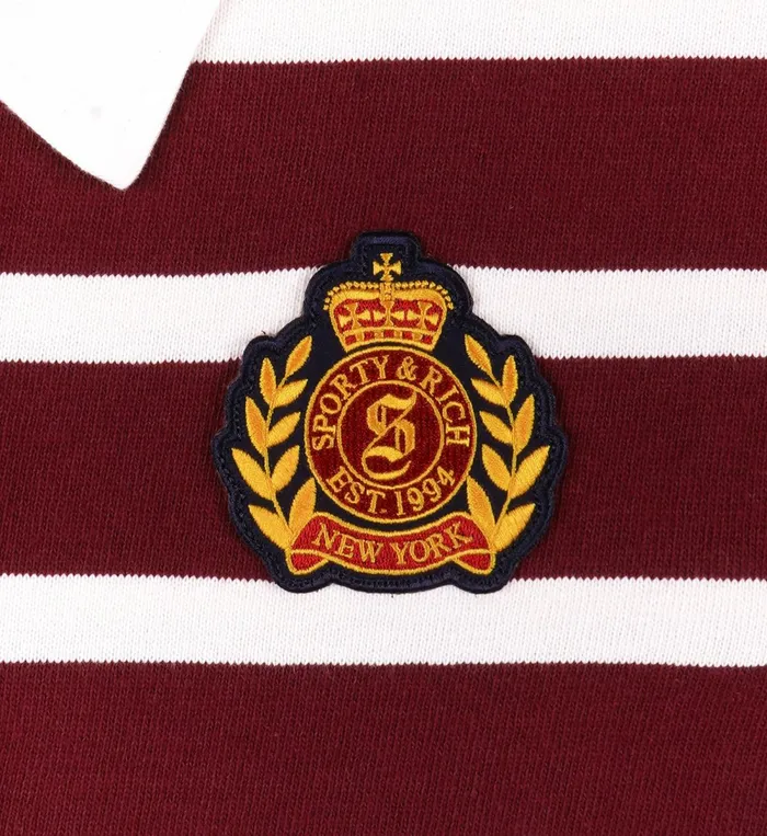 Sweatshirts Women Sporty and Rich NY Crest Rugby Polo 8211 MerlotWhite