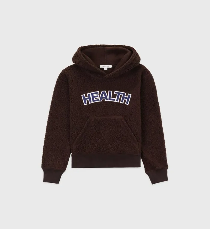 Sweatshirts Women Sporty and Rich Sherpa Health Hoodie 8211 Chocolate