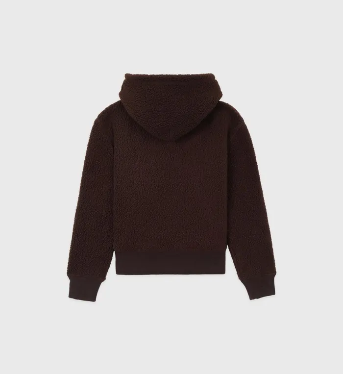 Sweatshirts Women Sporty and Rich Sherpa Health Hoodie 8211 Chocolate