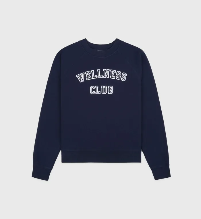 Sweatshirts Women Sporty and Rich Wellness Club Soft Crewneck 8211 NavyWhite