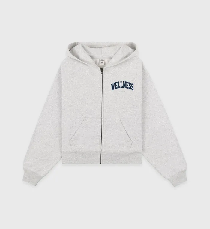 Sweatshirts Women Sporty and Rich Wellness Ivy Cropped Zip Hoodie 8211 Heather GrayNavy