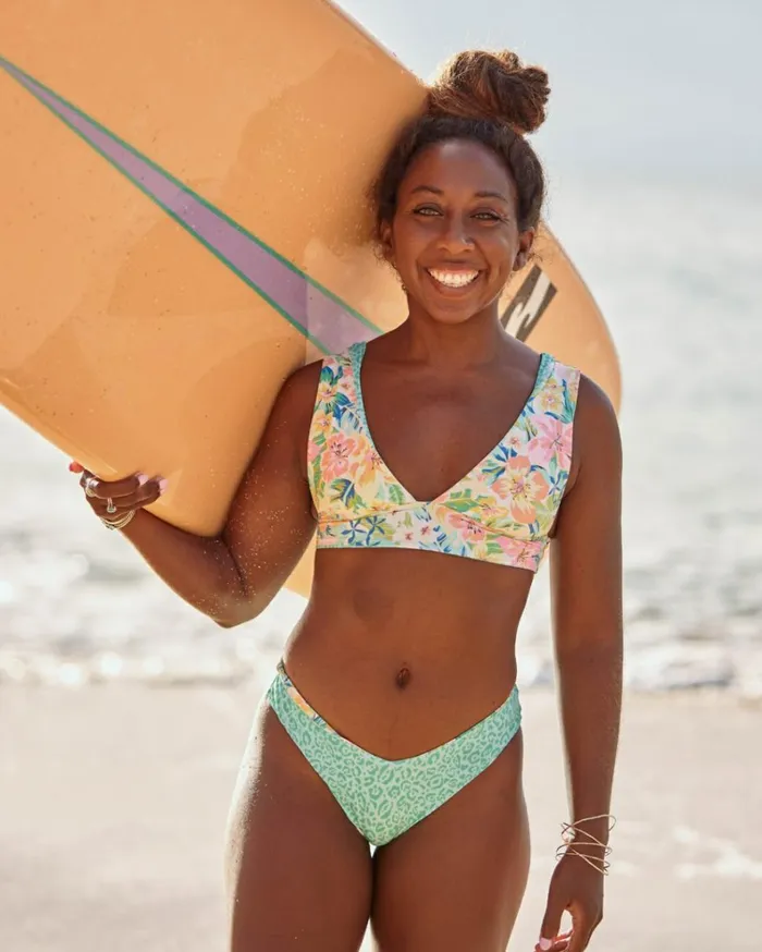 Sweet Tropics Reversible Plunge Bikini Top Multi Women Billabong Bikinis