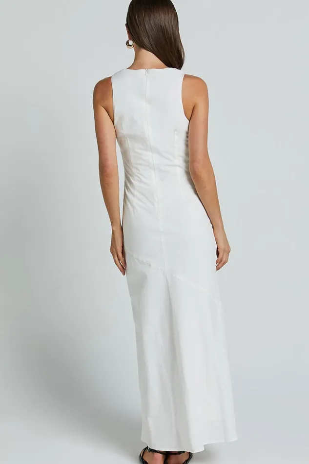 Sylvie Midi Dress 8211 High Neck Flare Dress In White Women Showpo Conscious