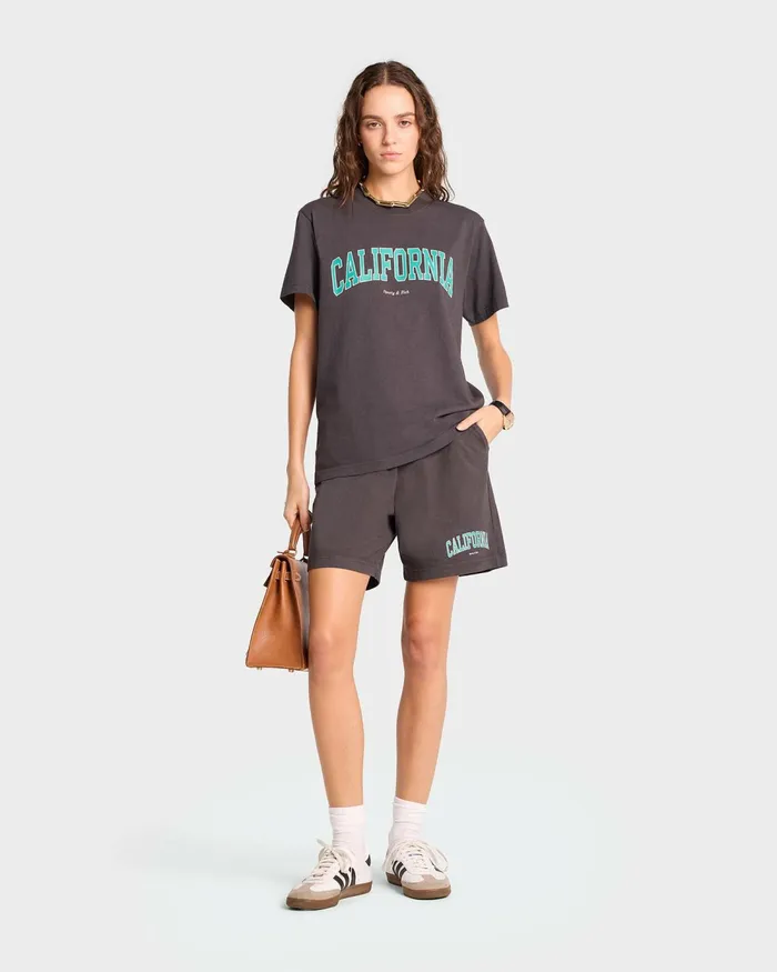 TShirts and Tops Women Sporty and Rich California TShirt 8211 Faded BlackSpring Green