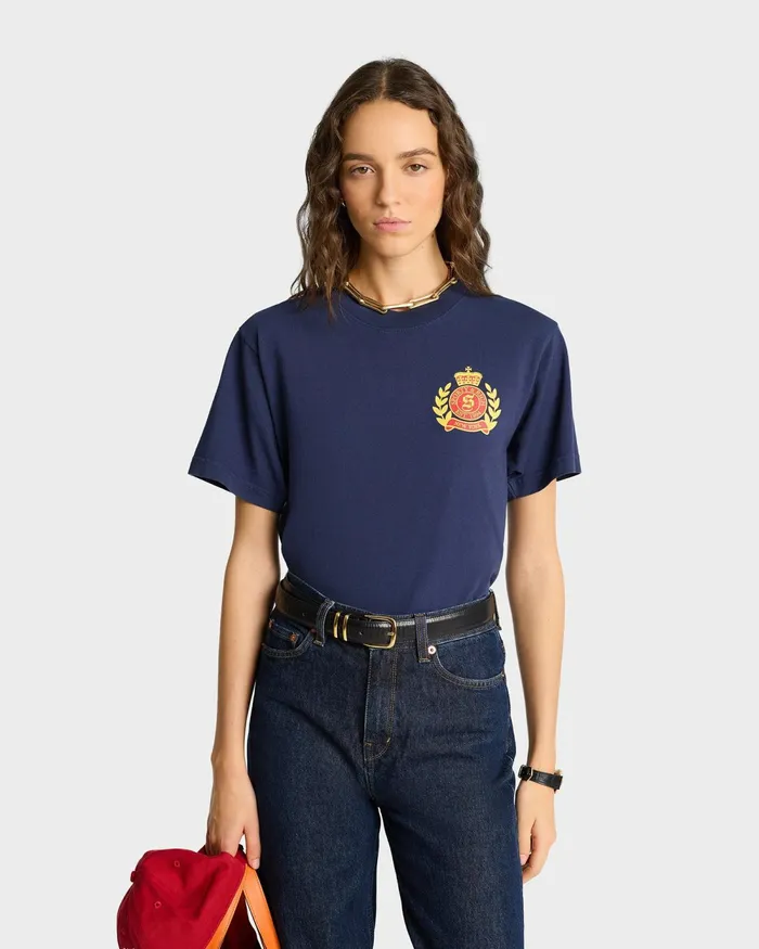 TShirts and Tops Women Sporty and Rich NY Crest TShirt 8211 NavyGold