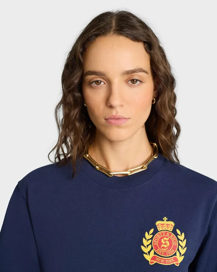 TShirts and Tops Women Sporty and Rich NY Crest TShirt 8211 NavyGold