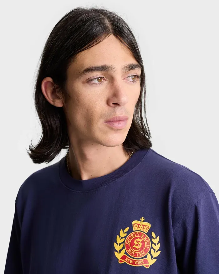 TShirts and Tops Women Sporty and Rich NY Crest TShirt 8211 NavyGold