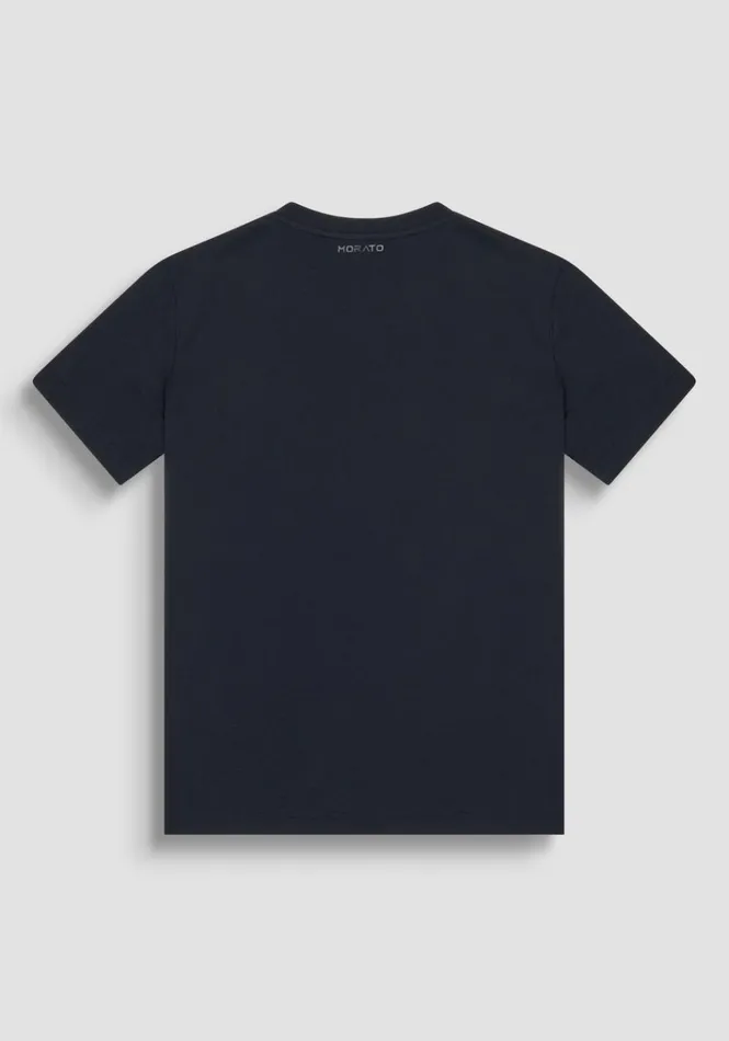 TShirts And Polo Men Antony Morato Regular Fit TShirt In Cotton Jersey With Paris Print Blue Ink