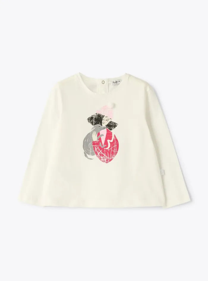 Tshirts Girl 216 Il Gufo Printed Jersey Tshirt