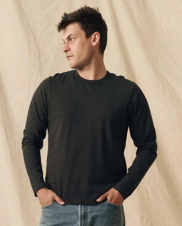 Tshirts Men039s The Great The Men039s Pure Knits Long Sleeve Slim Crew Almost Black
