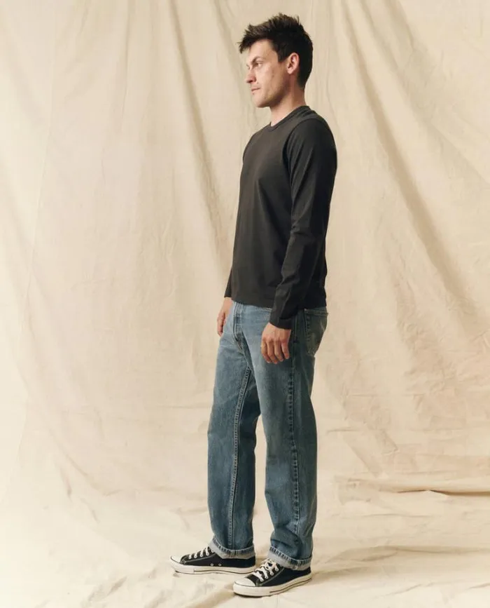 Tshirts Men039s The Great The Men039s Pure Knits Long Sleeve Slim Crew Almost Black