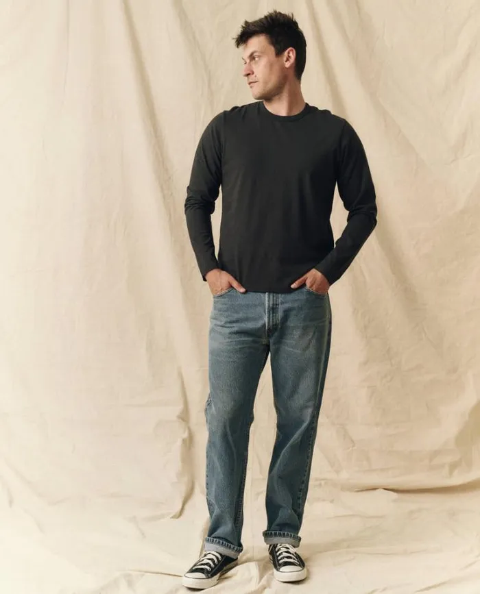 Tshirts Men039s The Great The Men039s Pure Knits Long Sleeve Slim Crew Almost Black