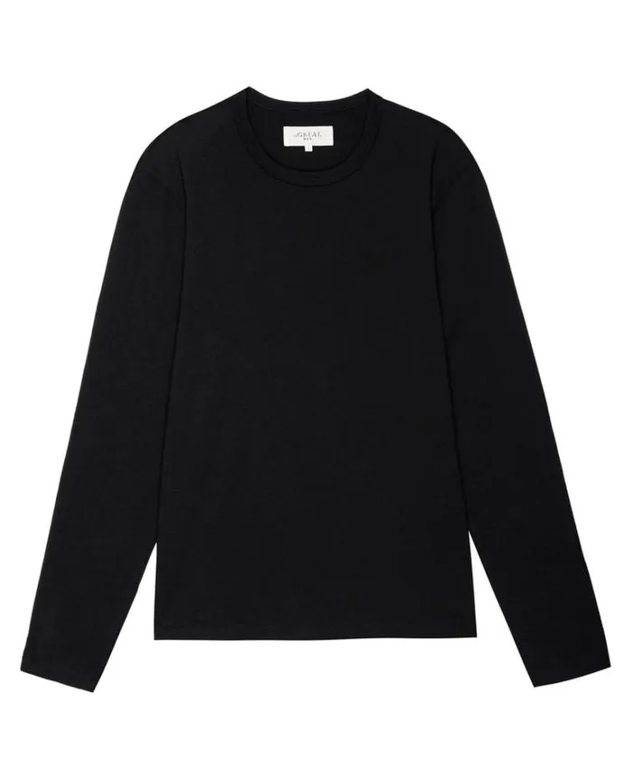Tshirts Men039s The Great The Men039s Pure Knits Long Sleeve Slim Crew Almost Black