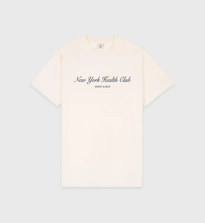 TShirts Men Sporty and Rich NY Health Club TShirt 8211 CreamNavy
