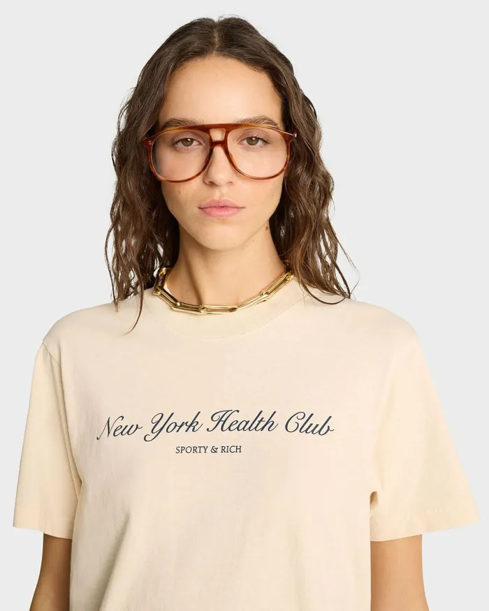 TShirts Men Sporty and Rich NY Health Club TShirt 8211 CreamNavy