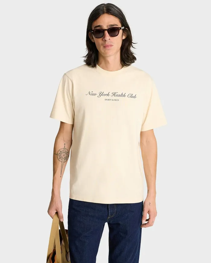 TShirts Men Sporty and Rich NY Health Club TShirt 8211 CreamNavy