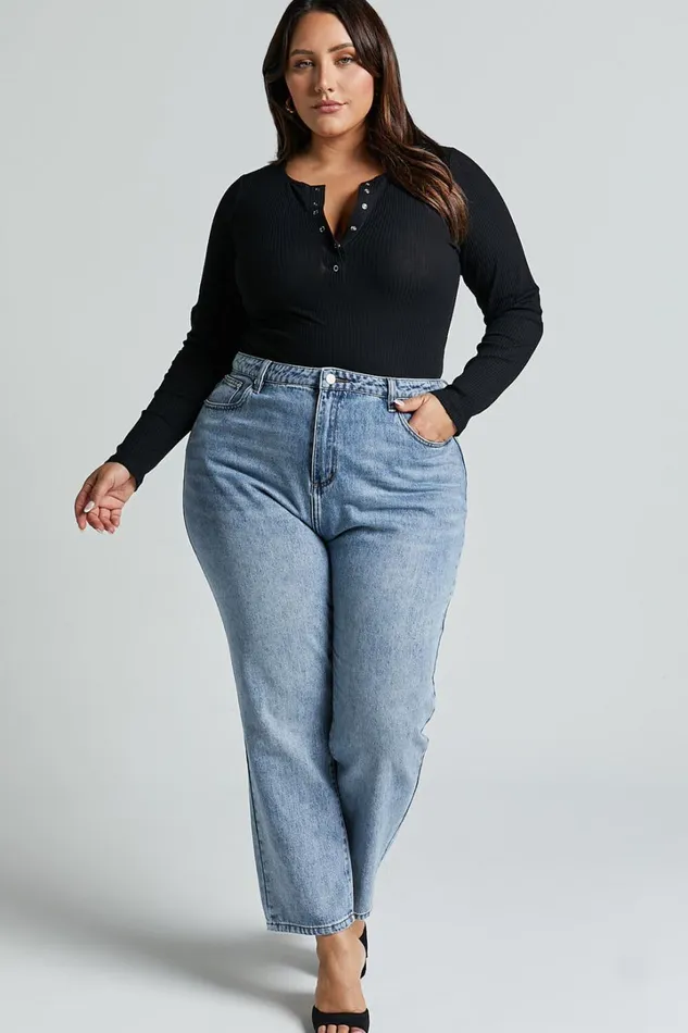 Tatem Bodysuit 8211 Long Sleeve Button Front Bodysuit In Black Women Showpo Basics