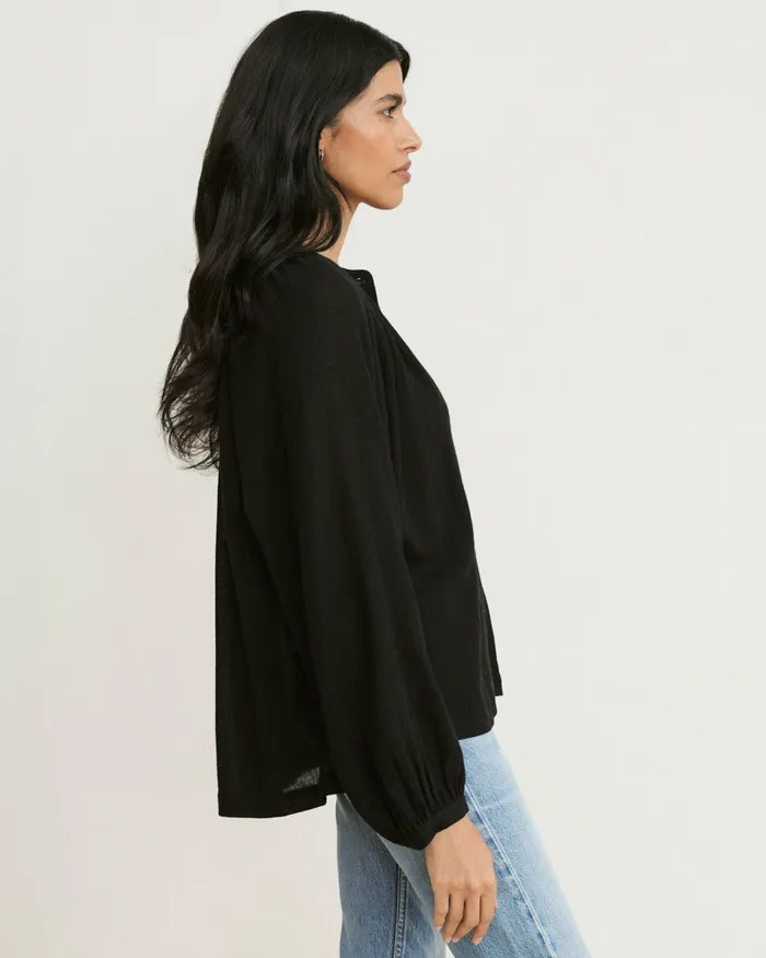 Tees and Tanks Women Jenni Kayne LongSleeve Willow Blouse Black