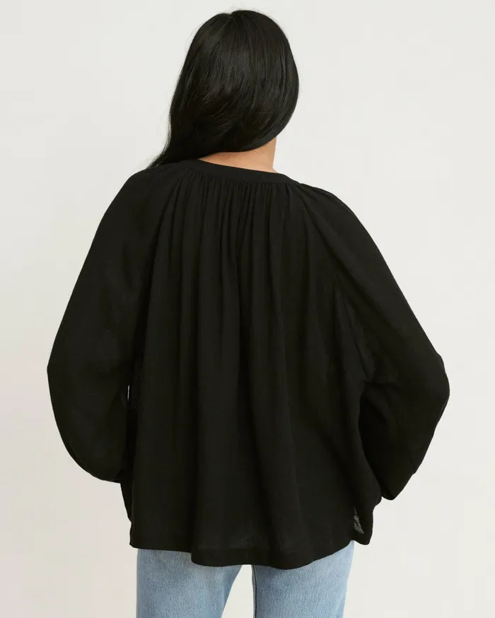 Tees and Tanks Women Jenni Kayne LongSleeve Willow Blouse Black