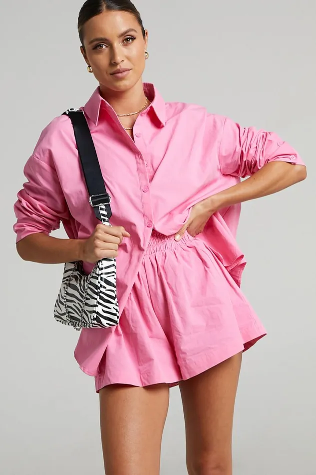 Terah Shirt 8211 Button Up Shirt In Pink Women Showpo Curve Clothes
