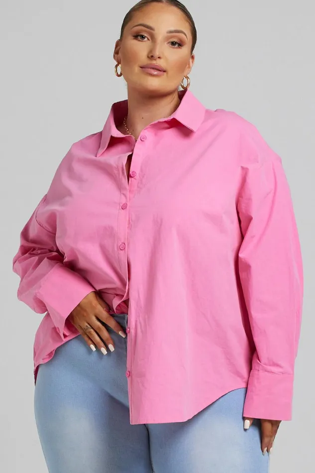 Terah Shirt 8211 Button Up Shirt In Pink Women Showpo Curve Clothes