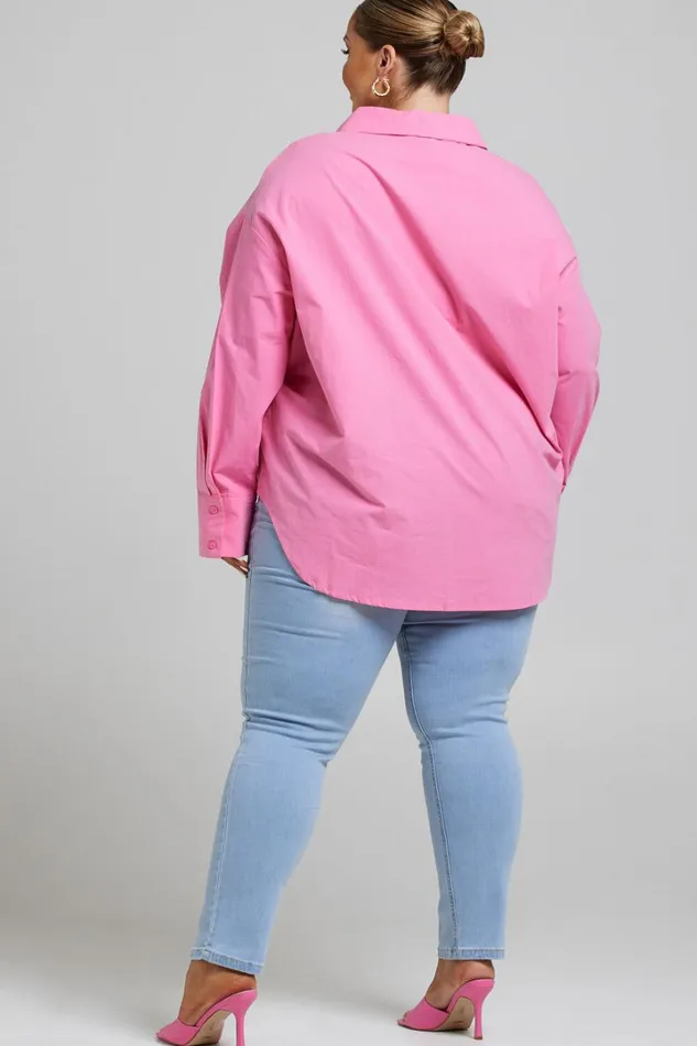 Terah Shirt 8211 Button Up Shirt In Pink Women Showpo Curve Clothes