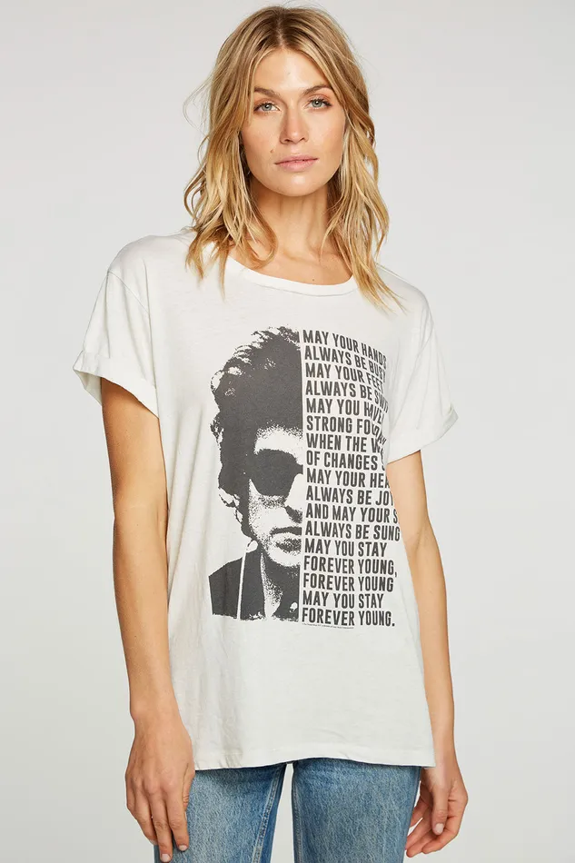 Tops Chaser Brand Womens Bob Dylan Forever Young