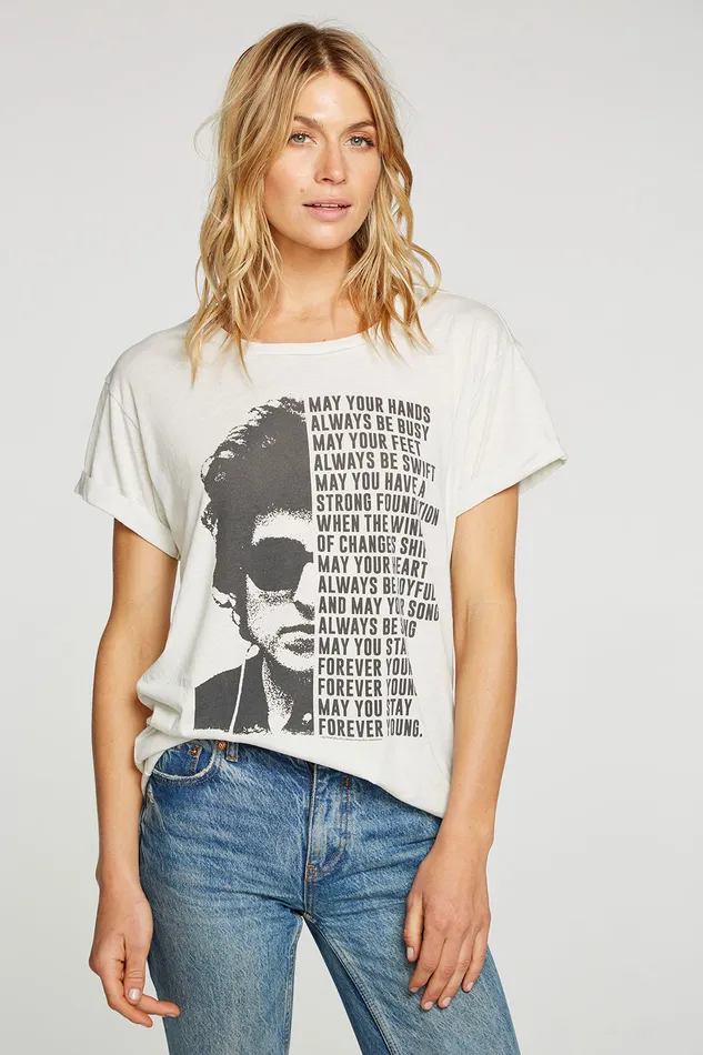 Tops Chaser Brand Womens Bob Dylan Forever Young