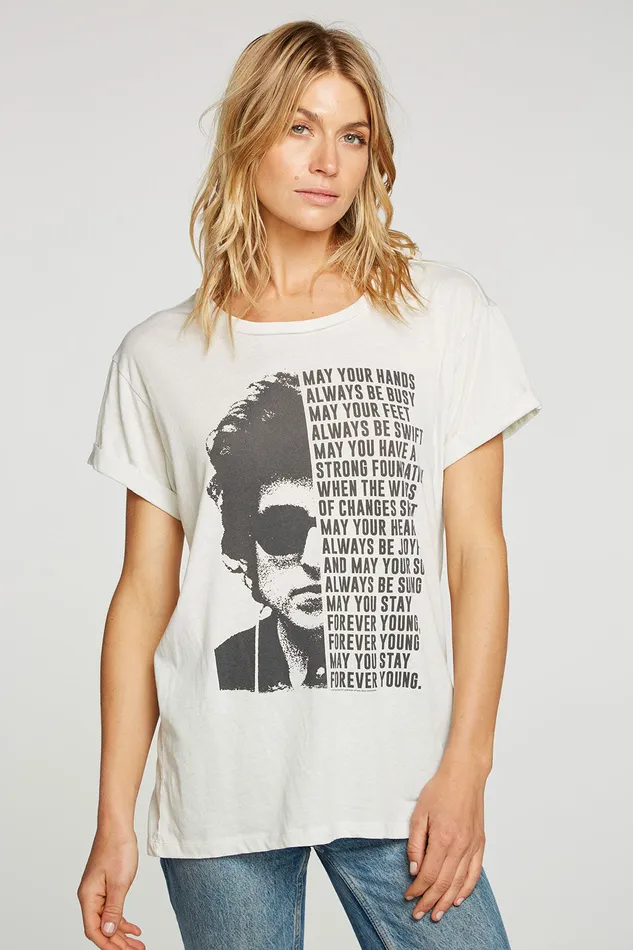Tops Chaser Brand Womens Bob Dylan Forever Young