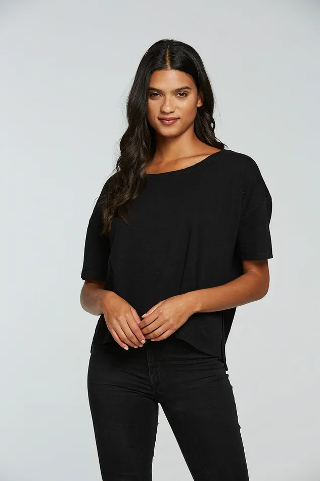 Tops Chaser Brand Womens Gauze Jersey Boxy Short Sleeve Hi Lo Tee