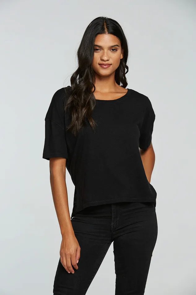 Tops Chaser Brand Womens Gauze Jersey Boxy Short Sleeve Hi Lo Tee