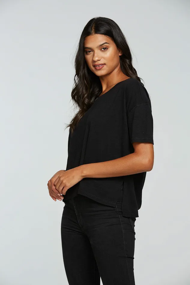 Tops Chaser Brand Womens Gauze Jersey Boxy Short Sleeve Hi Lo Tee